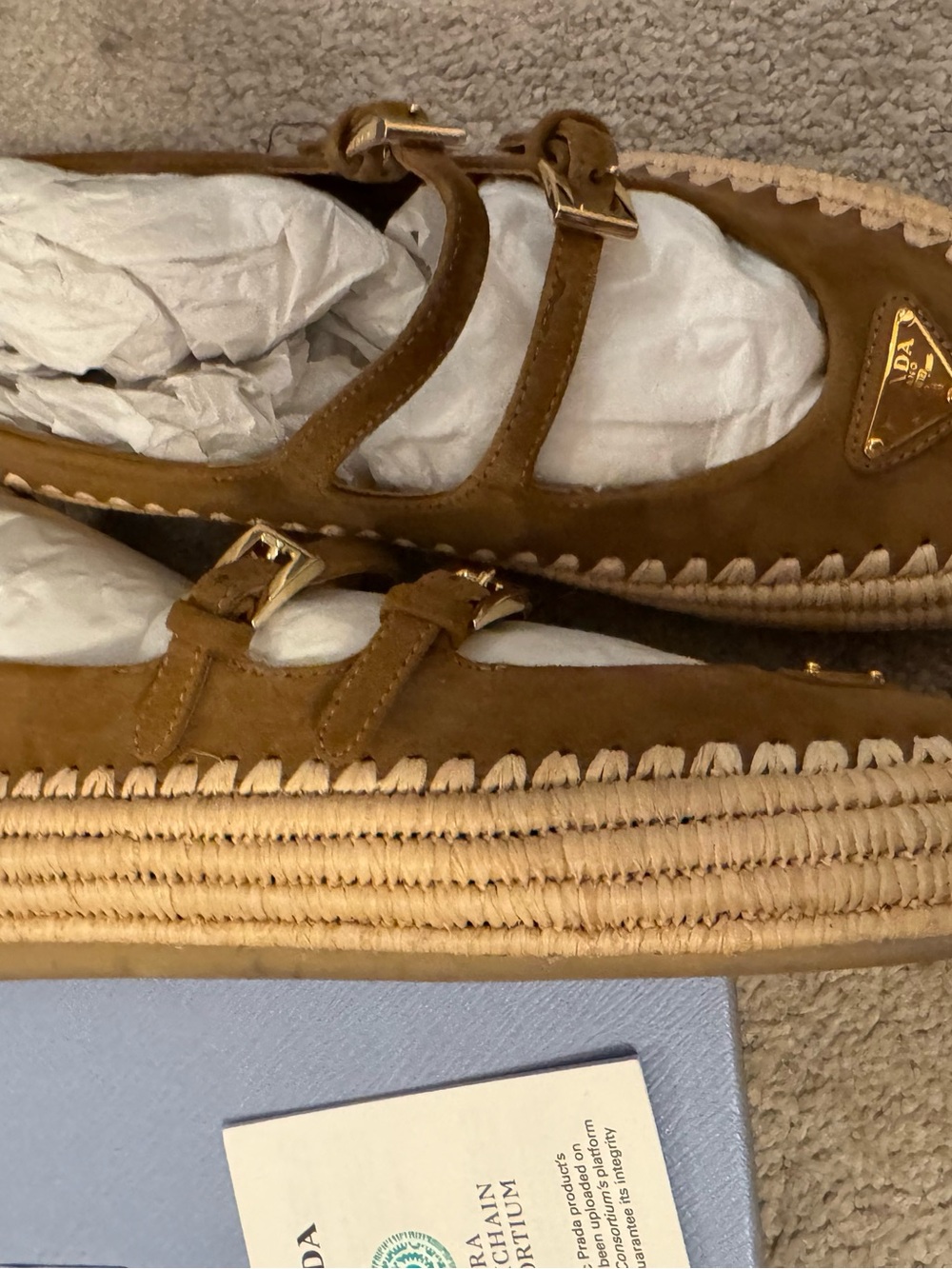 Prada Cannella Camoscio Leather Shoes in Light Blue Box - Picture 11 of 15